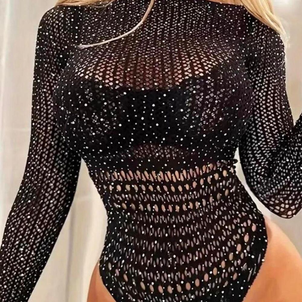 Sparkly Black Mesh Bodysuit XS/M✨